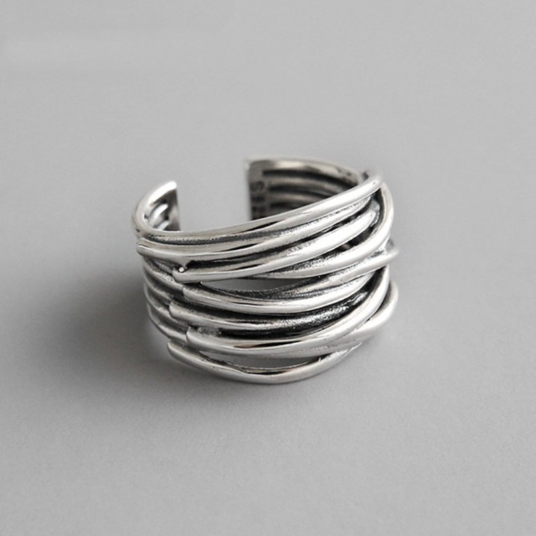 Halo | Adjustable silver-plated ring