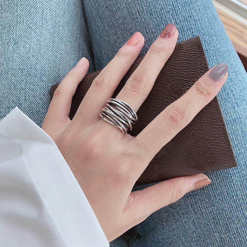 Halo | Adjustable silver-plated ring