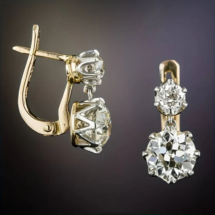Opulent Grace | Vintage gold-plated zirconium earrings