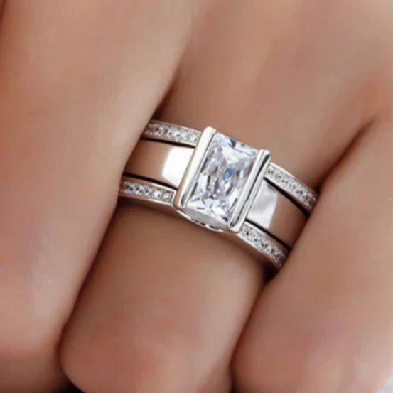 Golden Fern | Vintage silver crystal ring