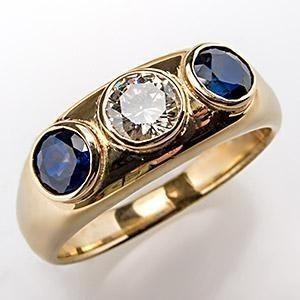 Frosted Willow | Vintage gold ring with blue glass and zirconium inlay