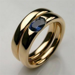 Luxe | Vintage gold ring with blue zirconia