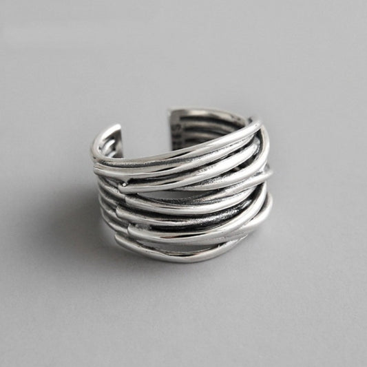 Halo | Adjustable silver-plated ring