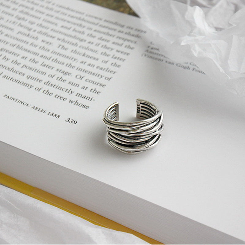 Halo | Adjustable silver-plated ring